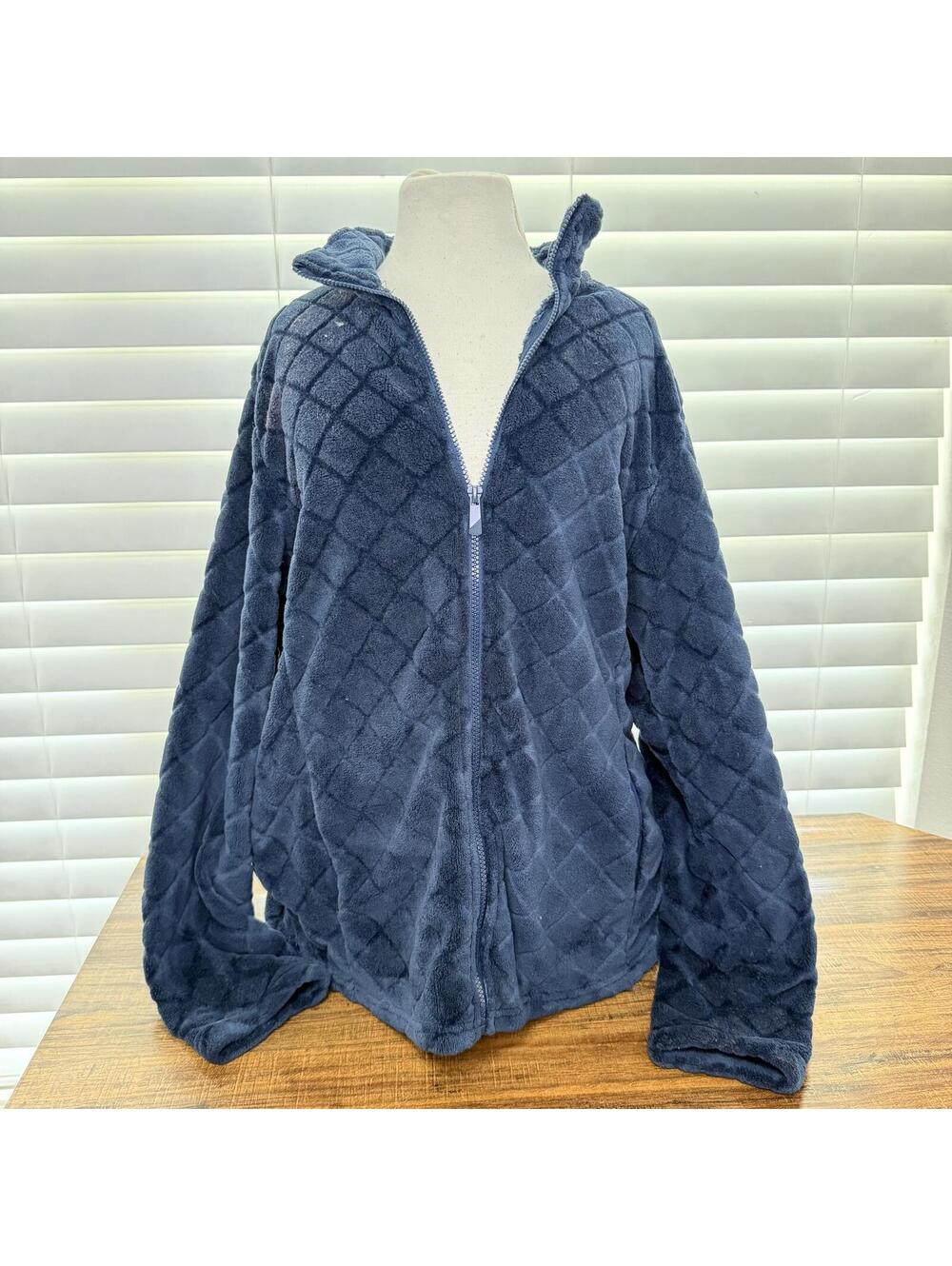 Coral Bay Navy Blue Zip-Up Jacket Size XL